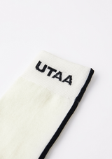UTAA Women's Muted Shade Color Line Over Knee Socks - White