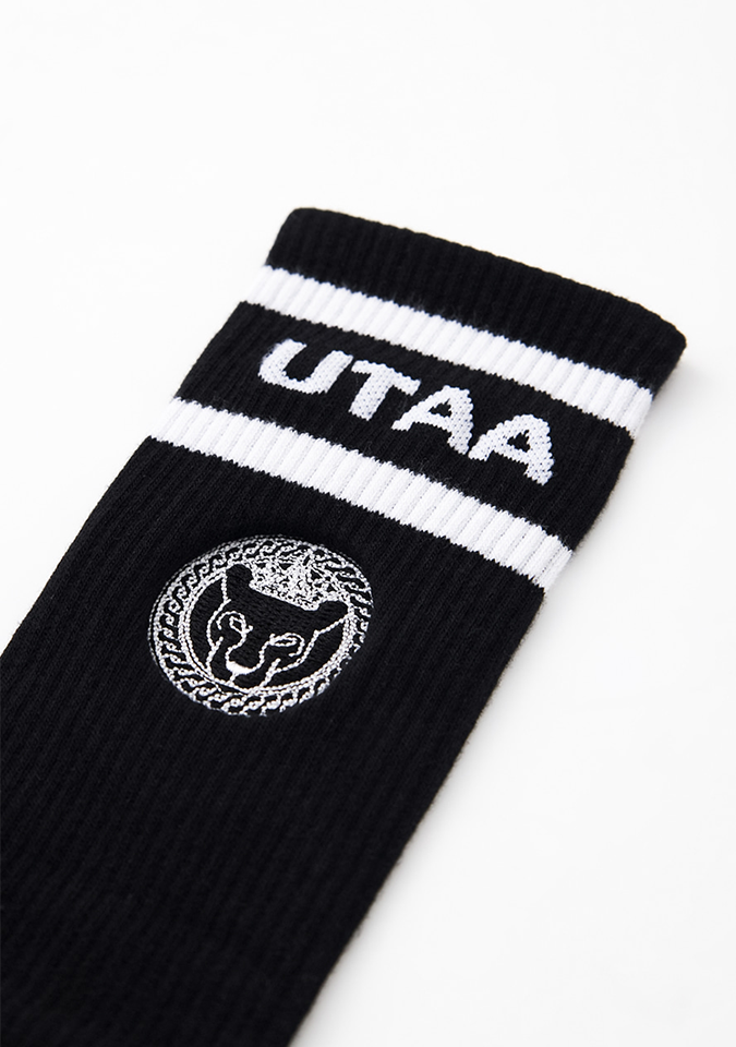 UTAA Women's Ring Panther Line Color Knee Socks - Black