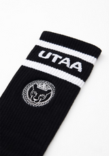 UTAA Women's Ring Panther Line Color Knee Socks - Black