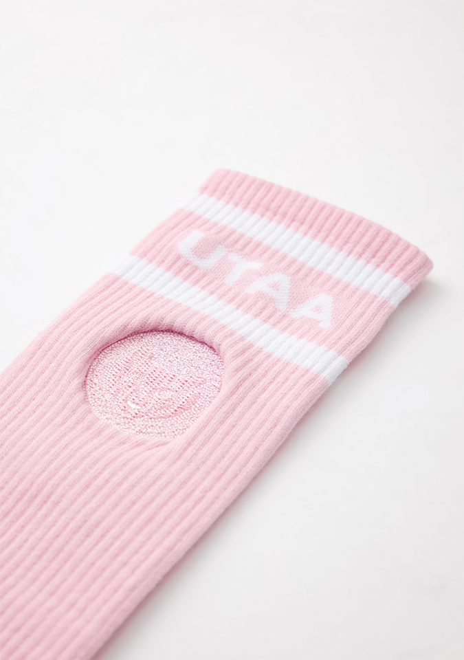 UTAA Women's Ring Panther Line Color Knee Socks - Light Pink