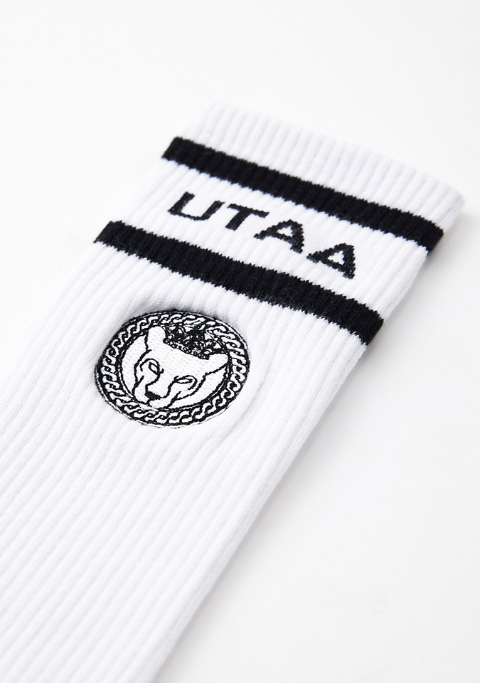 UTAA Women's Ring Panther Line Color Knee Socks - White