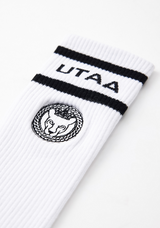 UTAA Women's Ring Panther Line Color Knee Socks - White