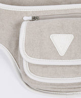 CREVE NINE: Diagonal Pocket Canvas Hip Bag Belt Bag - Beige
