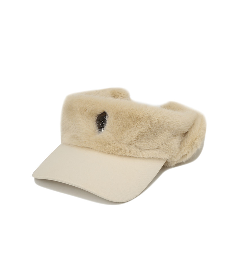 Amazing Cre Women's Fur Trimming Visor - Stone