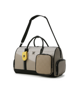 Unisex Fabric Mix Boston Bag - Beige