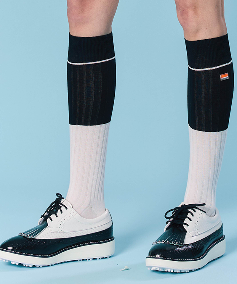Orange Label Color Blocking Knee Socks - 4 Colors