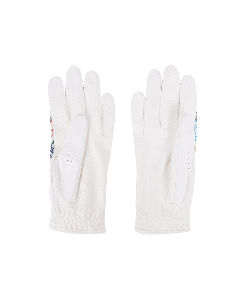Castelbajac Women's Printed Perforated Gloves - White