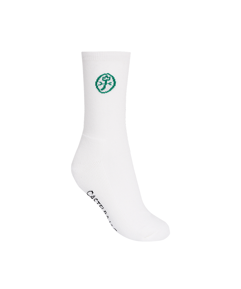 Castelbajac Men's Season Slogan Point Long Socks - White