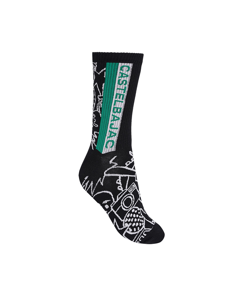 Castelbajac Men's Season Pattern Point Long Socks - Black