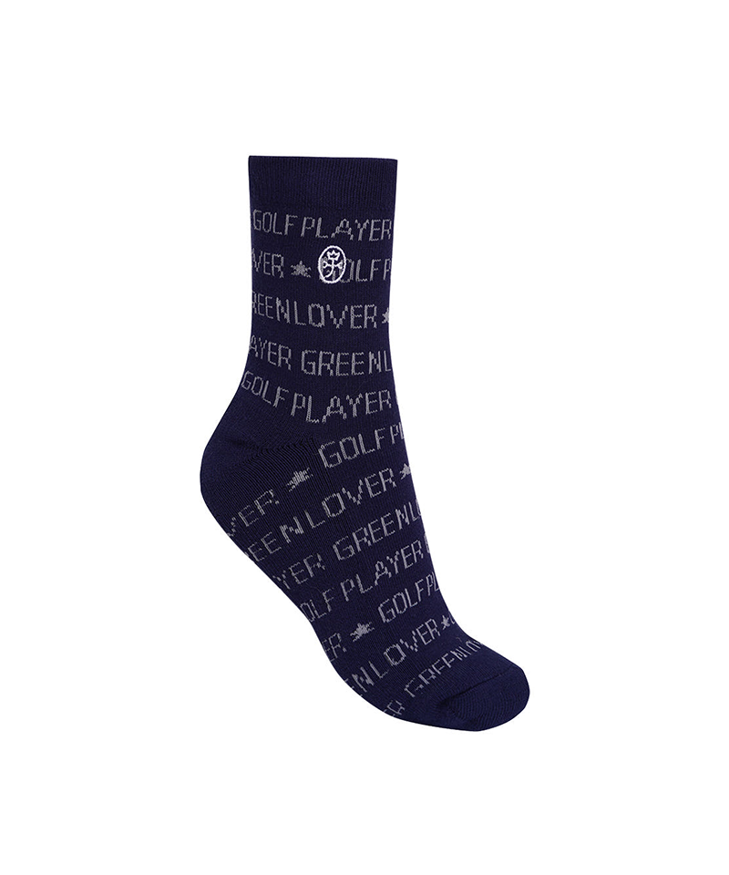 Castelbajac Men's Lettering Pattern Point Mid-calf Socks - Navy