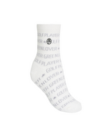 Castelbajac Men's Lettering Pattern Point Mid-calf Socks - White