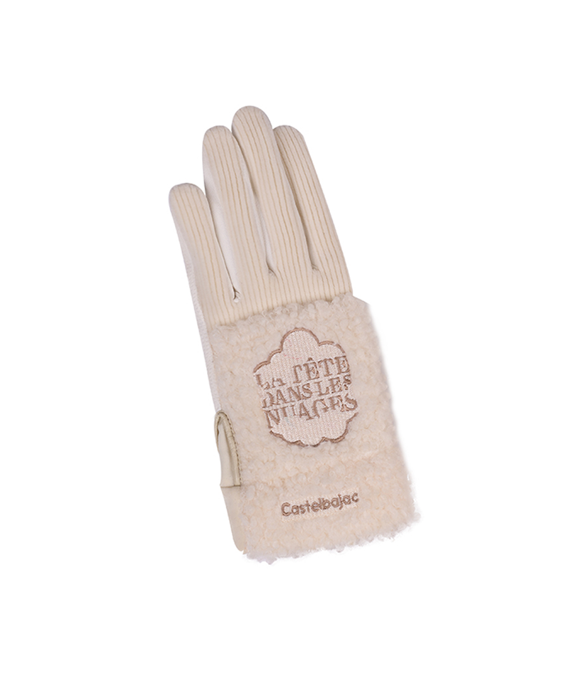 Castelbajac Women's Embroidered Fleece Gloves - Ivory