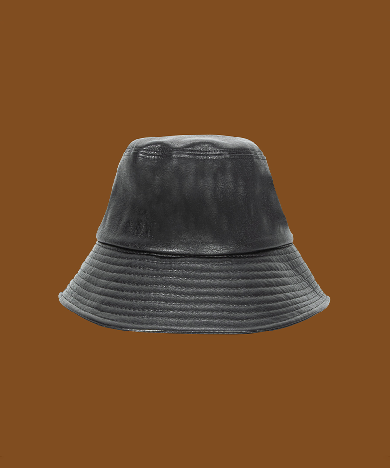 Black Label Leather Bucket Hat  - 2 Colors