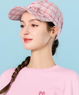Hexagonal Pattern Cotton Ribbon Bucket Hat - Pink
