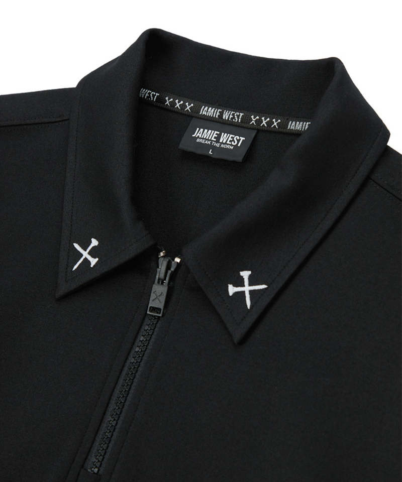 Jamie West Essential Collar Point Half Zip-up Sweatshirts -Black