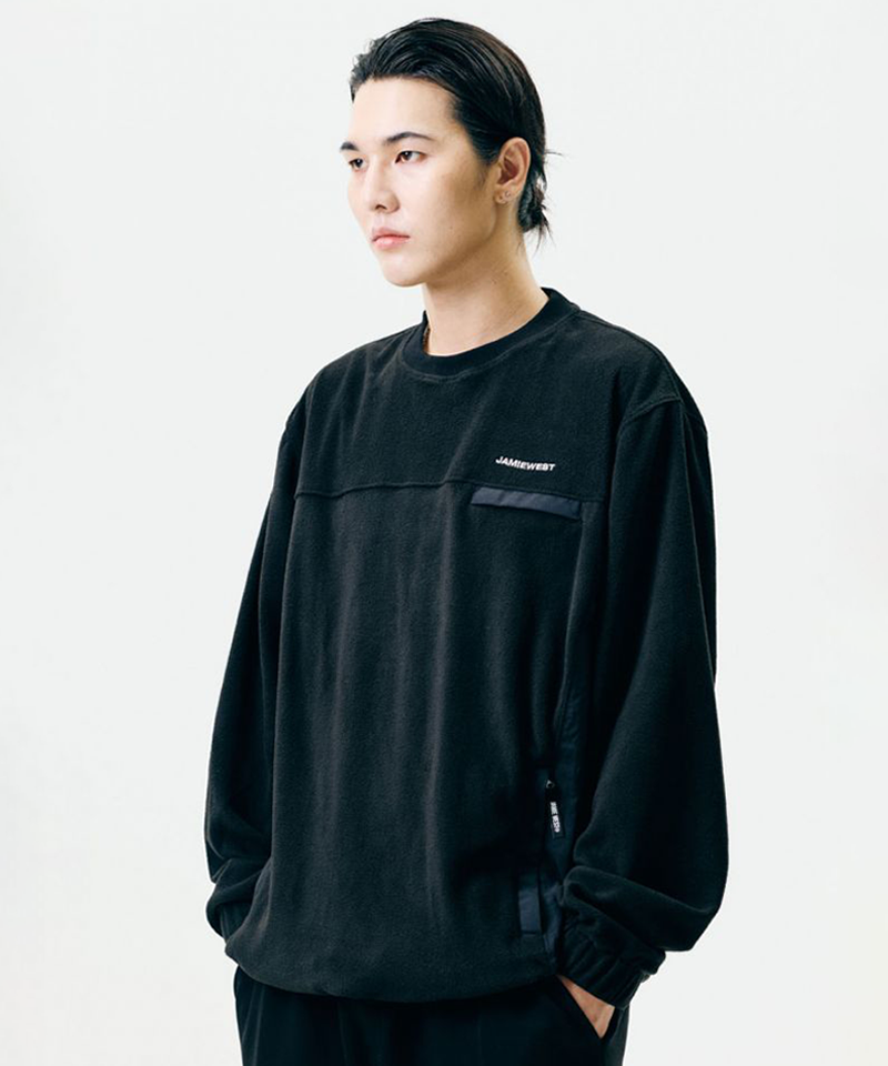 Jamie West Light Fleece Nylon Pocket Pullover - Gray