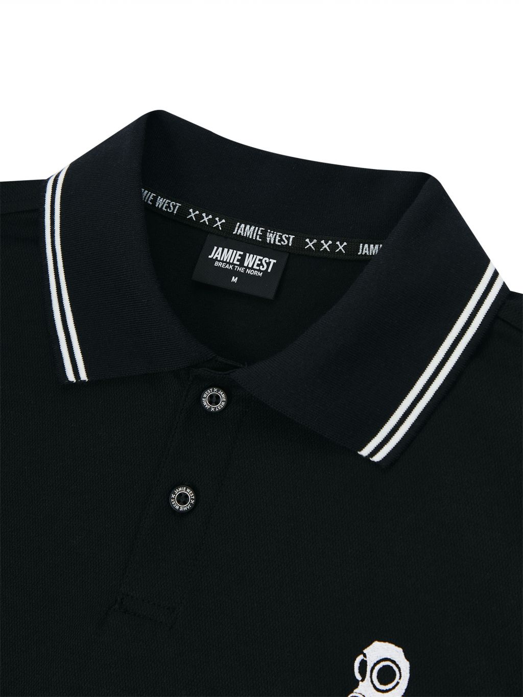 Jamie West Nick Stripe Collar Point Essential P-Shirts - Black