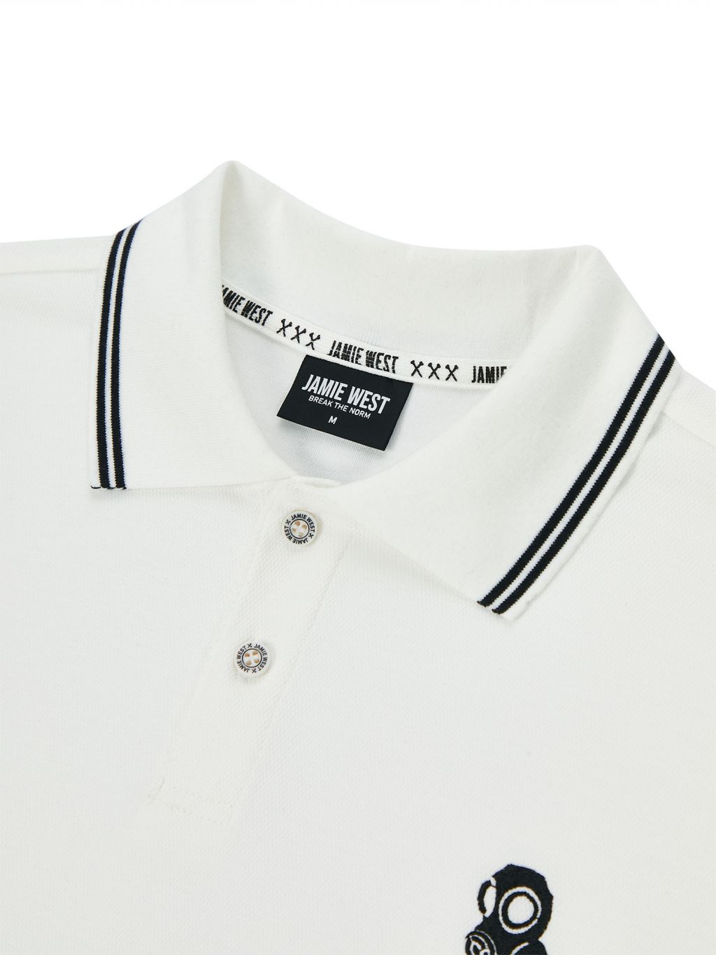 Jamie West Nick Stripe Collar Point Essential P-Shirts - White