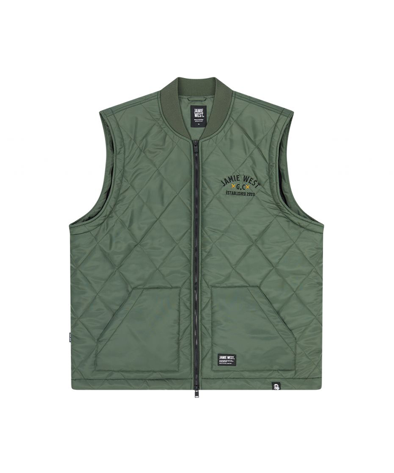 Jamie West Lettering Quilted Detachable Jumper - Green