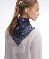 Monday Flow Paisley Triangle Scarf - Navy