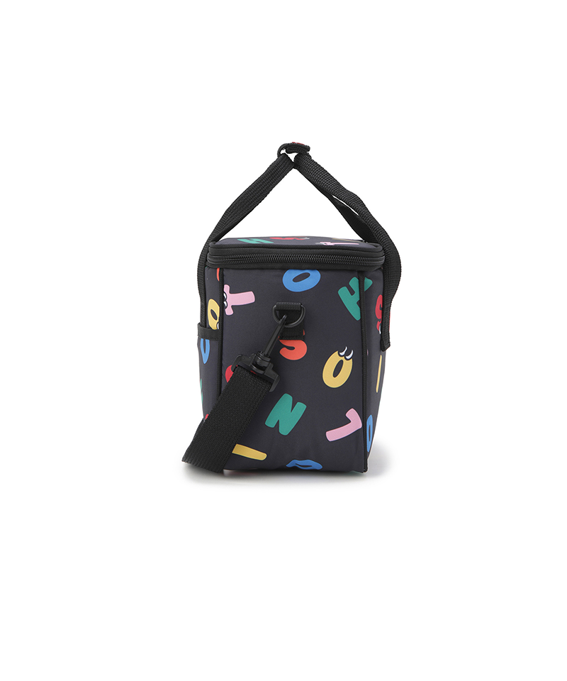 Lunch Cooler Bag Shoulder Strap Alphabet - Black
