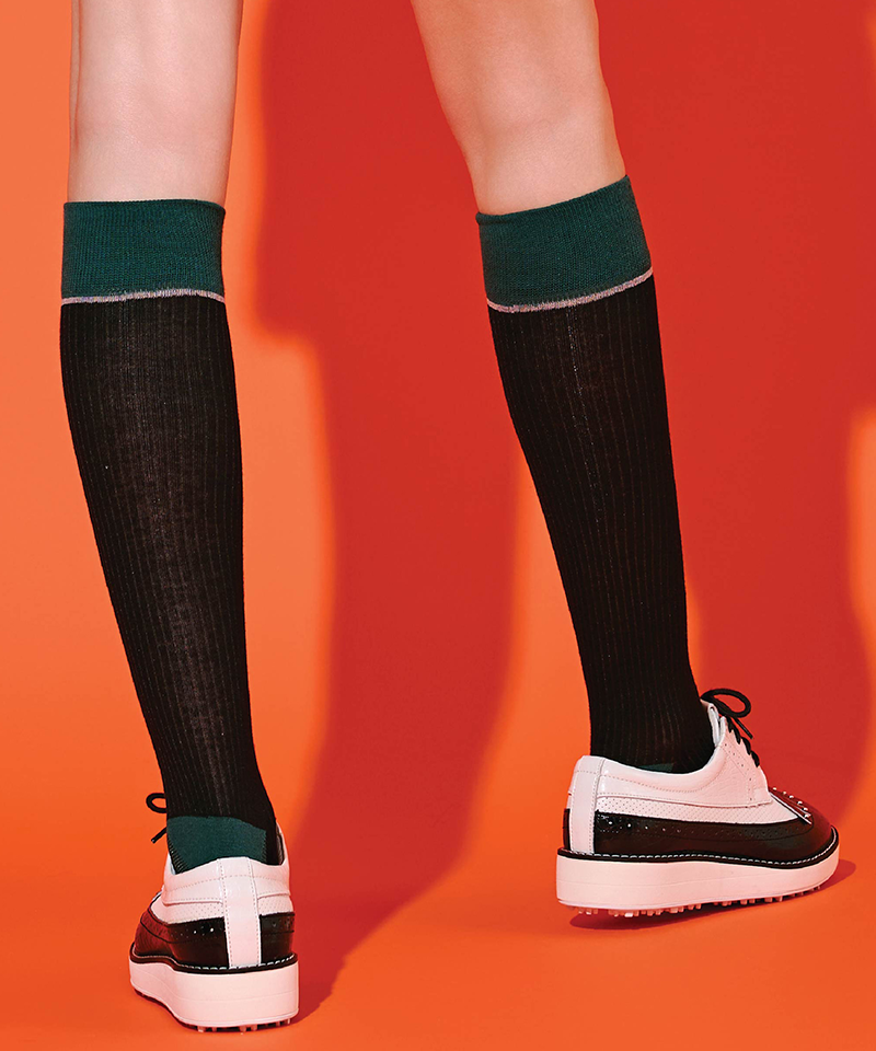 Wide-Banding Color-Block Knee Socks