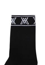 Men's Stripe Logo Middle Socks - Black