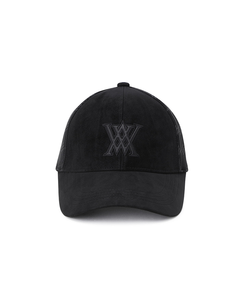 ANEW black suede-look baseball cap with embroidered tonal logo