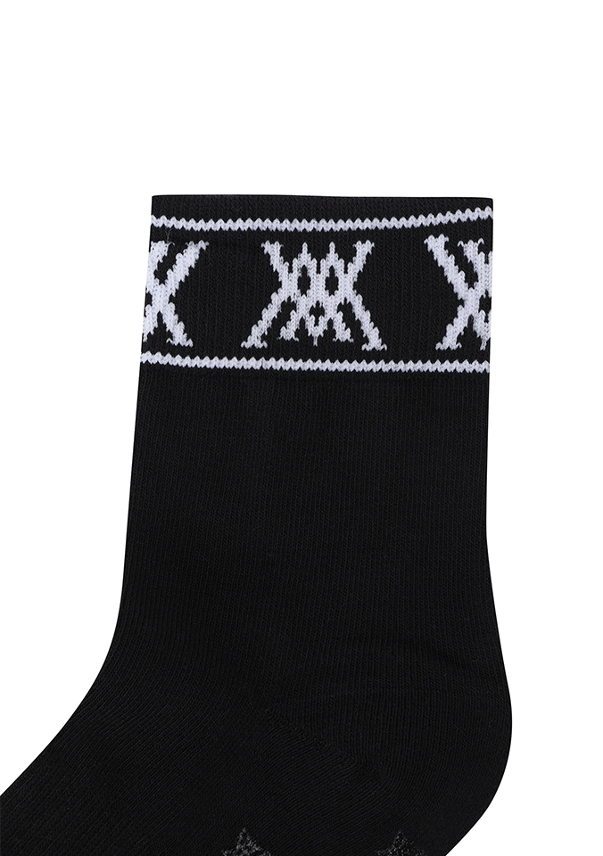 Women's Stripe Logo Middle Socks - Black