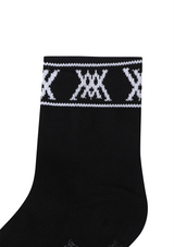 Women's Stripe Logo Middle Socks - Black