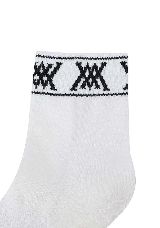Women's Stripe Logo Middle Socks - White