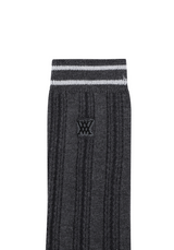 Women's Shiny Knee Socks - Dark Grey