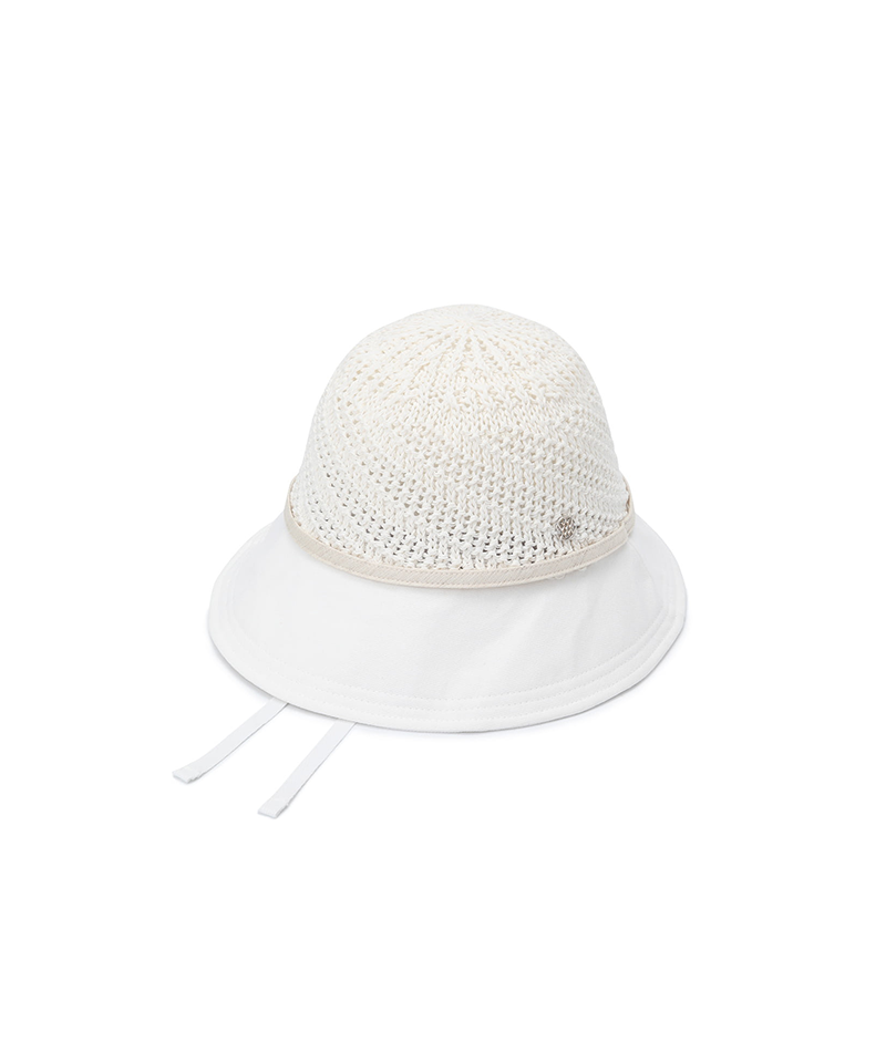 Women's Raffia Mix Bucket Hat - White