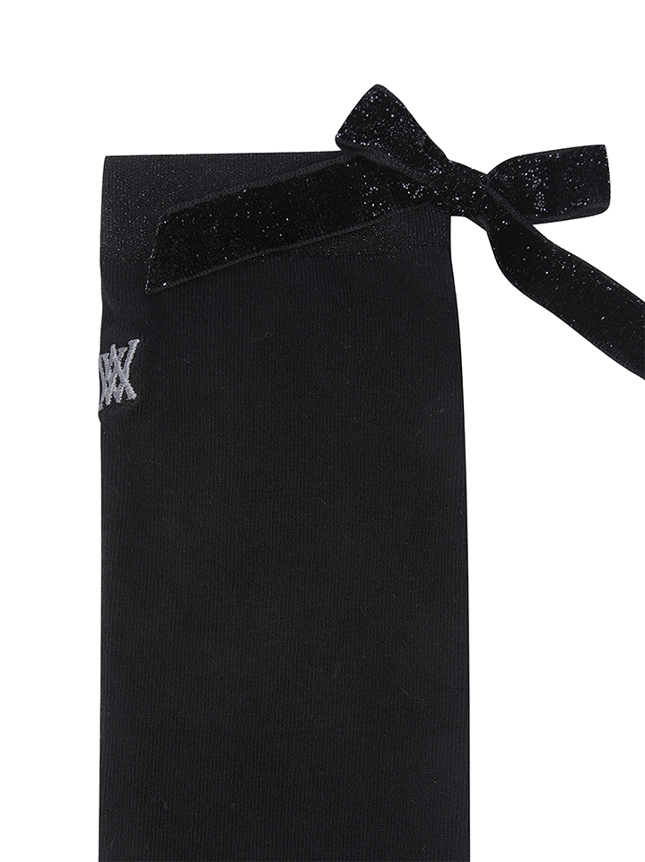 Women's Ribbon Knee Socks - Black
