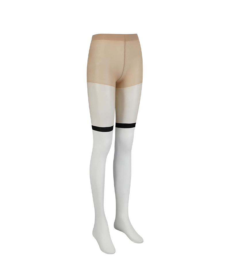 Women's Color Block Stocking - White