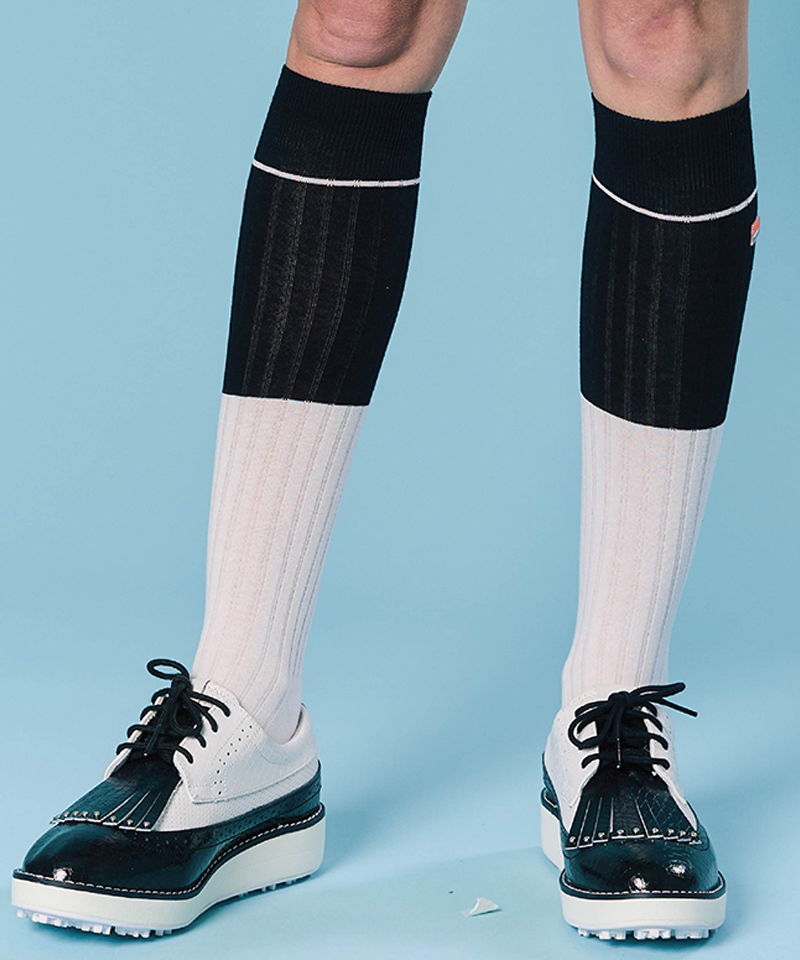 Orange Label Color Blocking Knee Socks - 4 Colors
