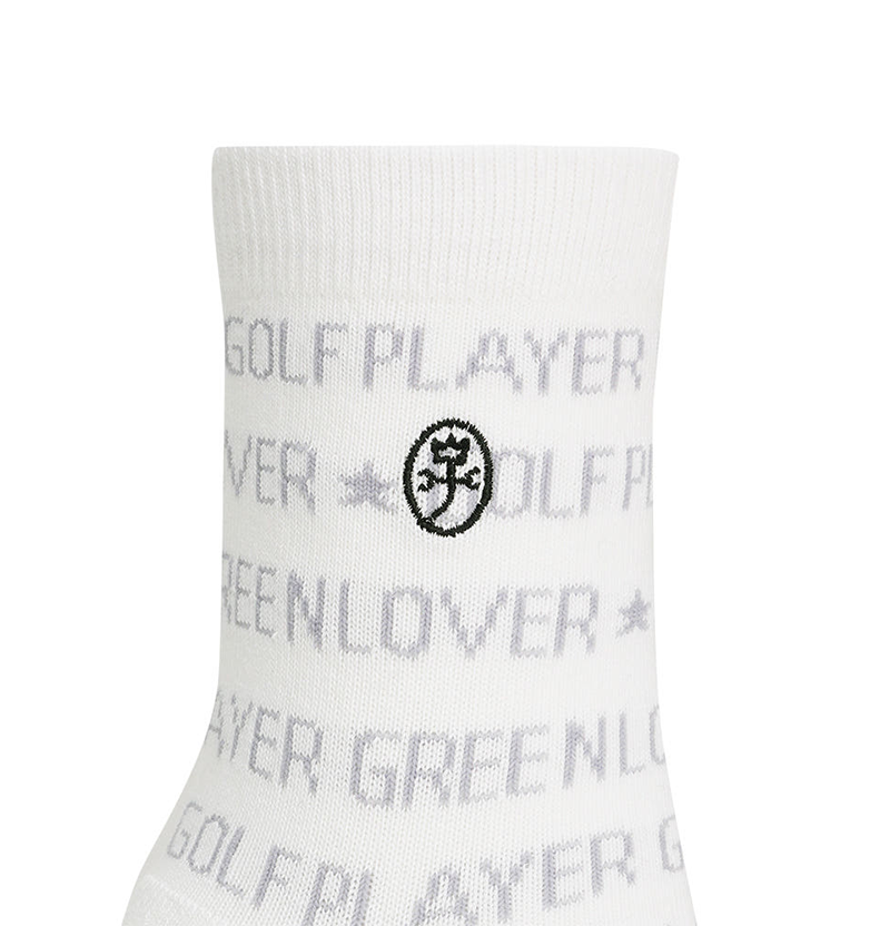 Castelbajac Men's Lettering Pattern Point Mid-calf Socks - White