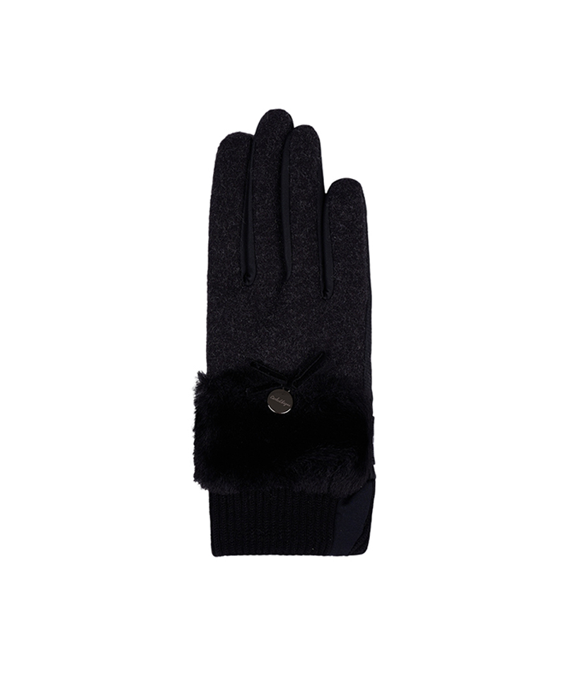 Castelbajac Women's Ribbon Point Fleece Winter Gloves - Charcoal