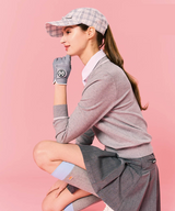 Hexagonal Pattern Cotton Ribbon Hat - Gray