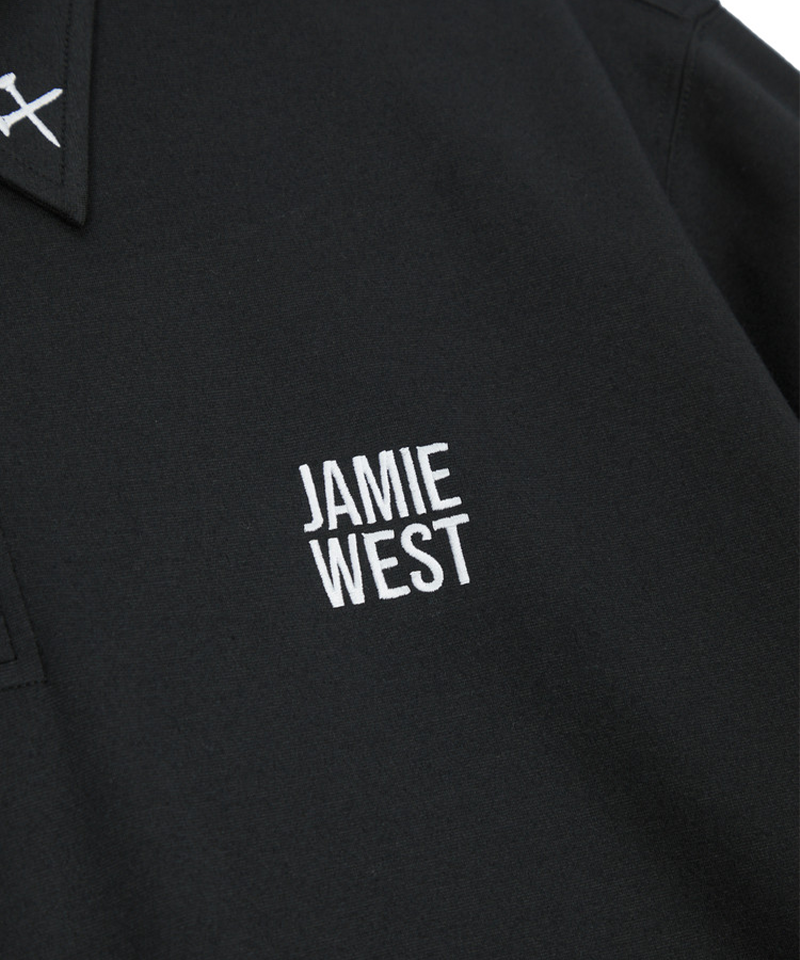 Jamie West Essential Collar Point Half Zip-up Sweatshirts -Black