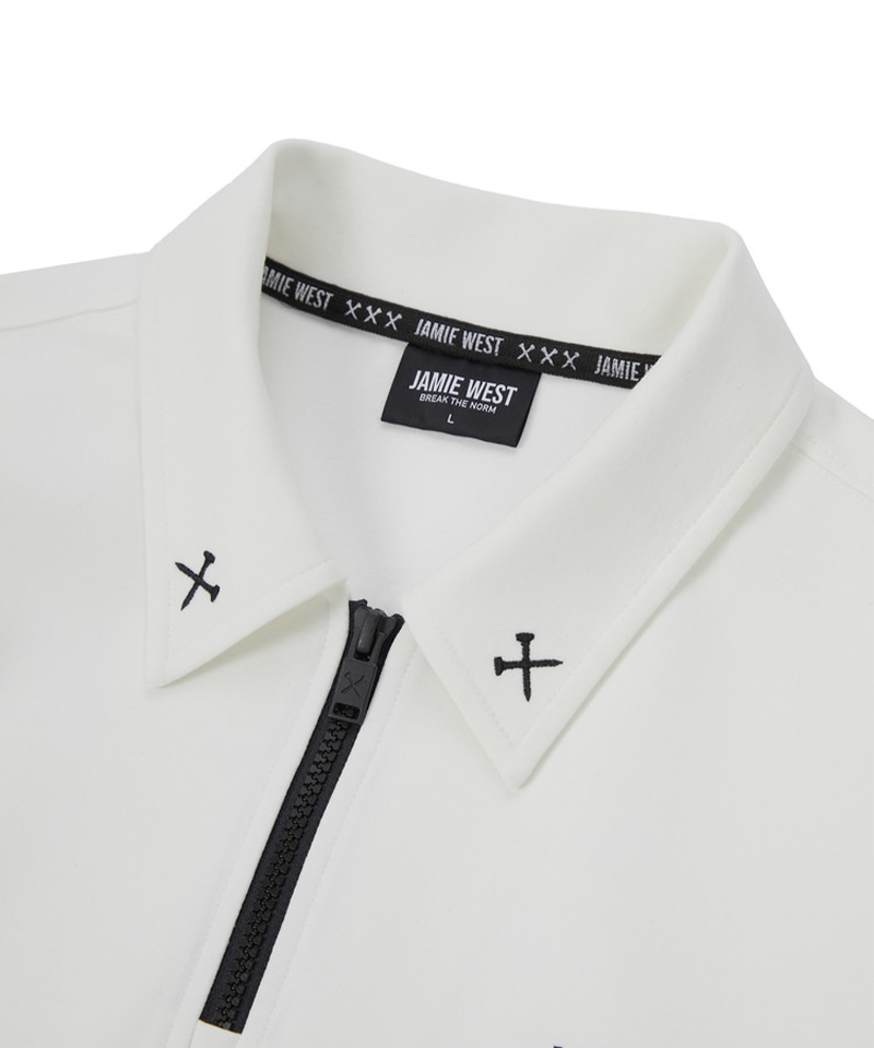 Jamie West Essential Collar Point Half Zip-up Sweatshirts -White