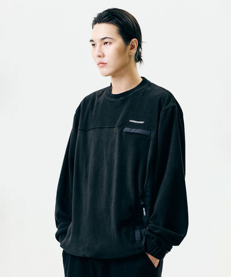 Jamie West Light Fleece Nylon Pocket Pullover - Black