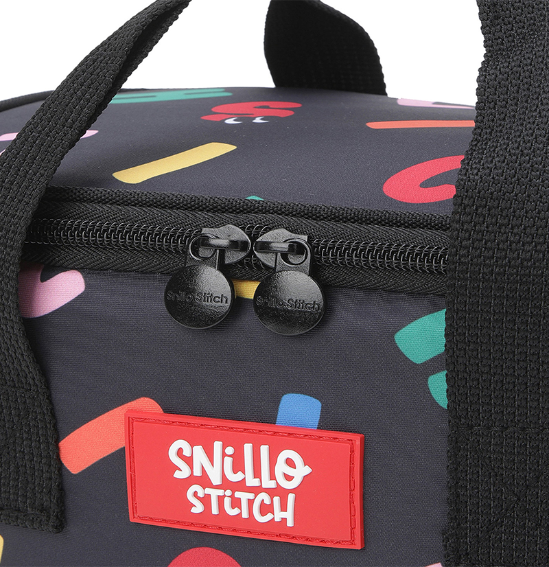 Lunch Cooler Bag Shoulder Strap Alphabet - Black