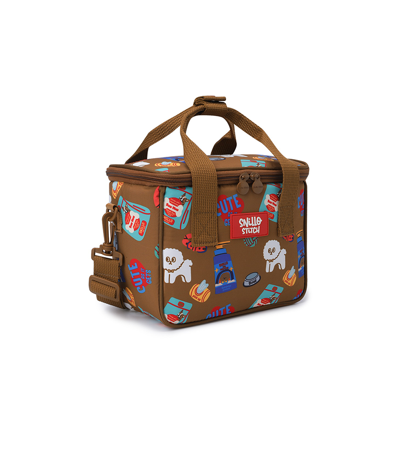 Lunch Cooler Bag Shoulder Strap Dog - Brown