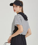 Coco Stripe Hooded Dress - Black