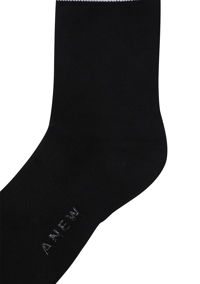 Men's Stripe Logo Middle Socks - Black