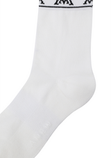 Men's Stripe Logo Middle Socks - White