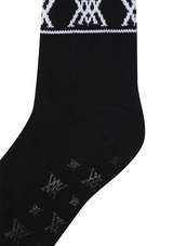 Women's Stripe Logo Middle Socks - Black
