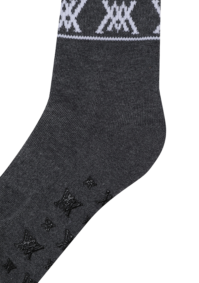 Women's Stripe Logo Middle Socks - Dark Grey
