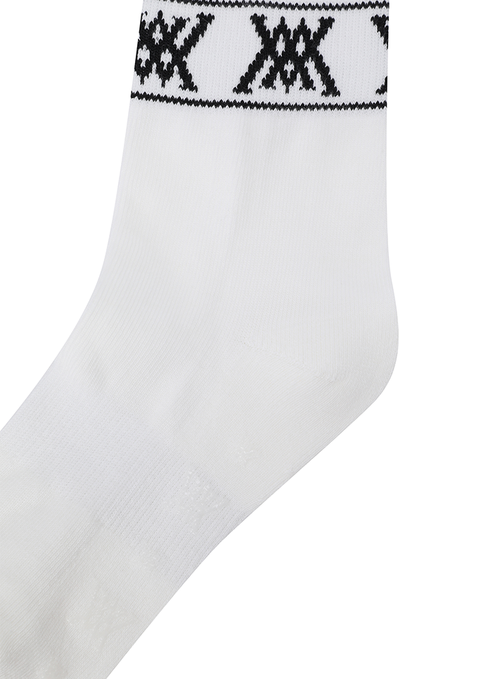 Women's Stripe Logo Middle Socks - White